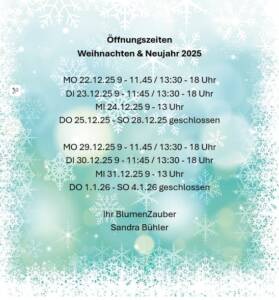 Oeffnungszeiten Festtage